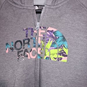 The North Face Gray Hoodie with Colorful Logo